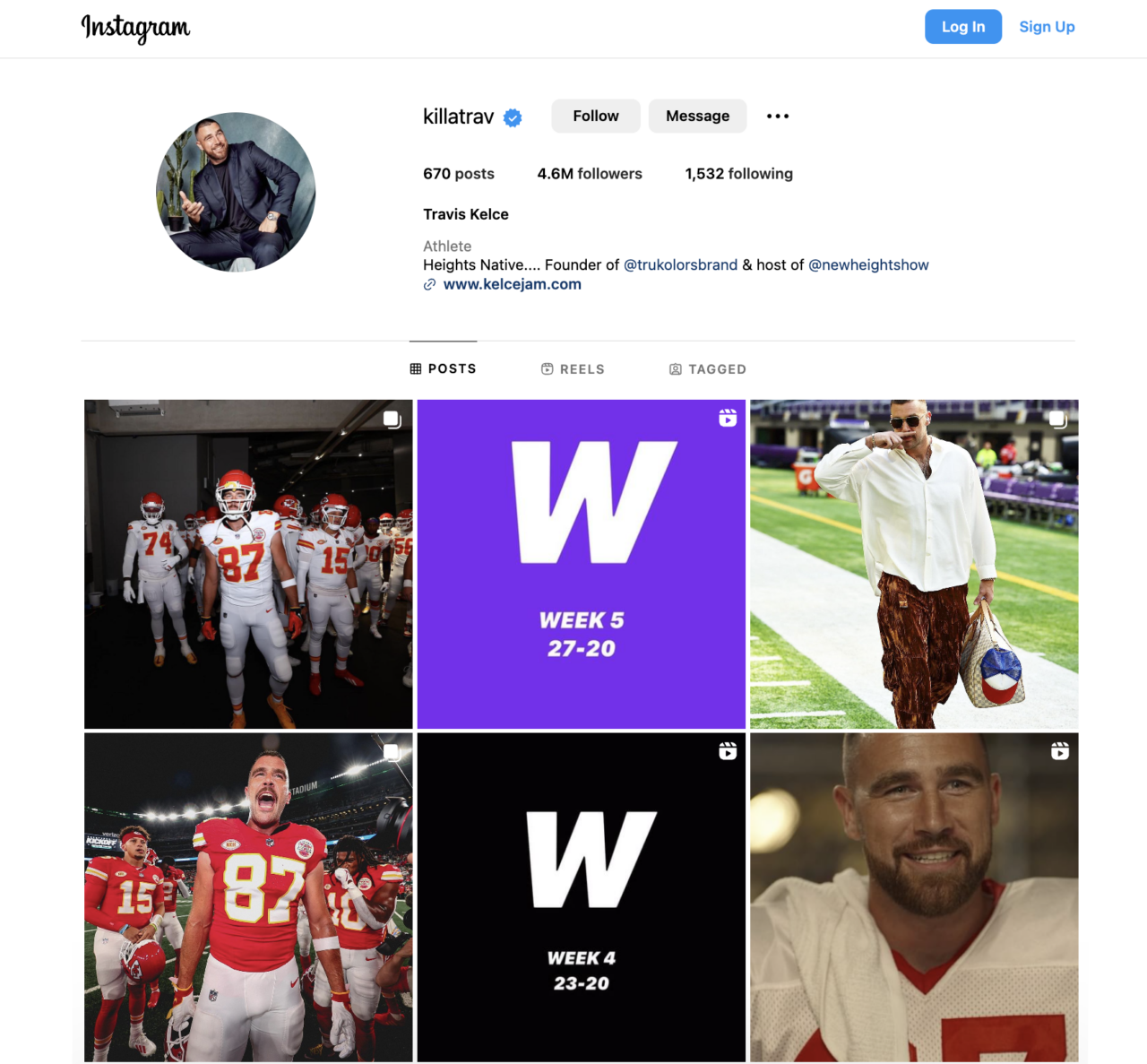 Travis Kelce Instagram page