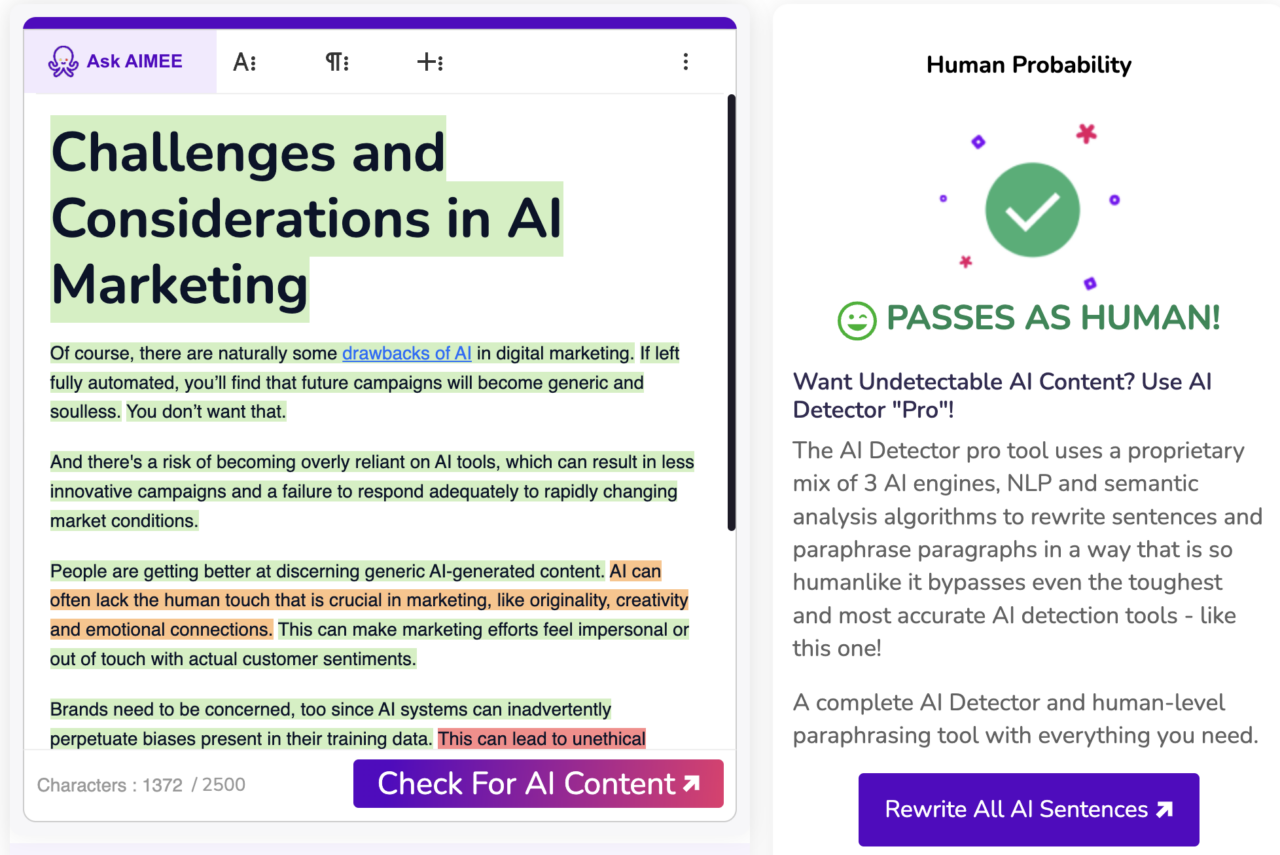 AI detector example for your AI marketing strategy