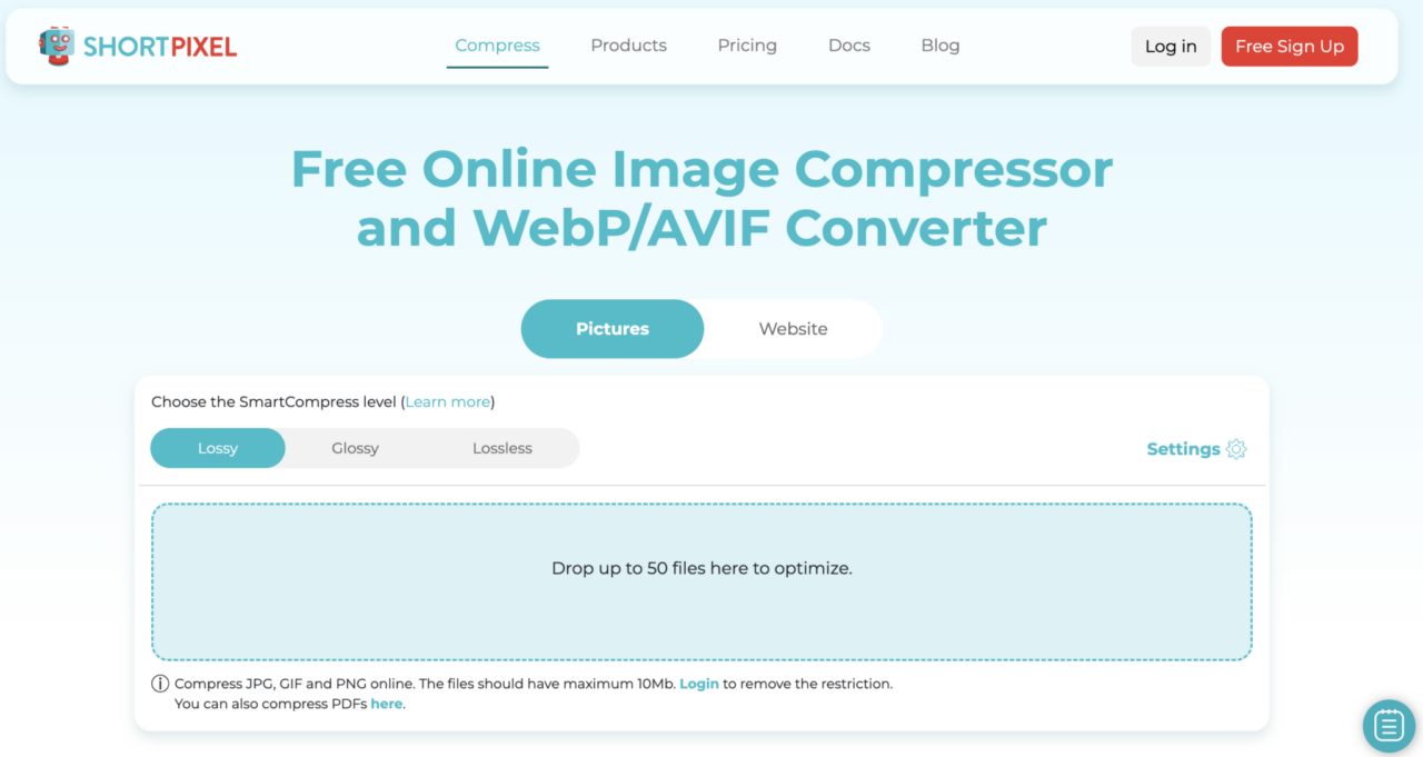 Image compressor ShortPixel home page