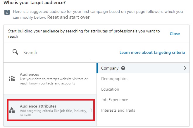 LinkedIn Ads target audience