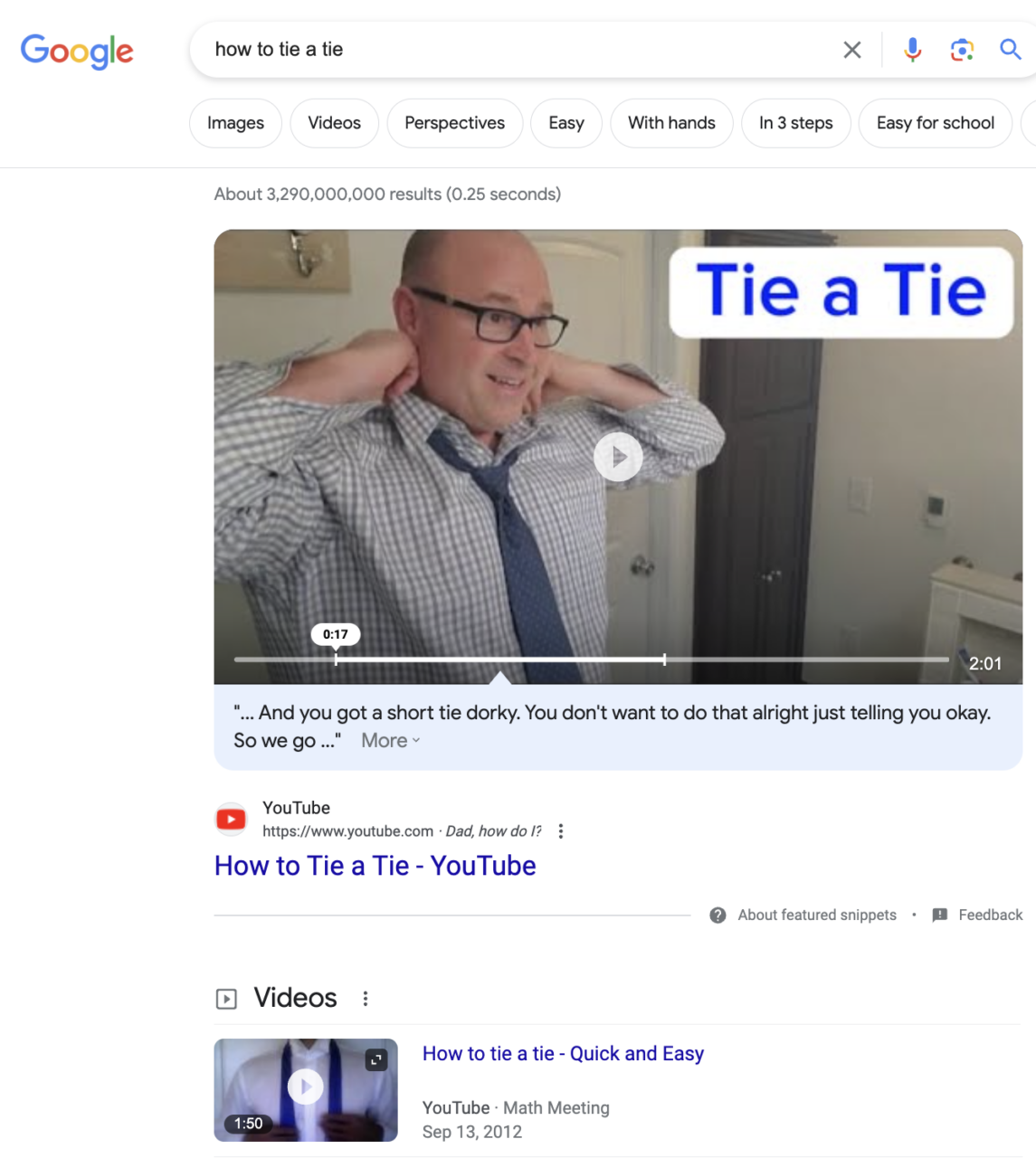 video results in the SERPs