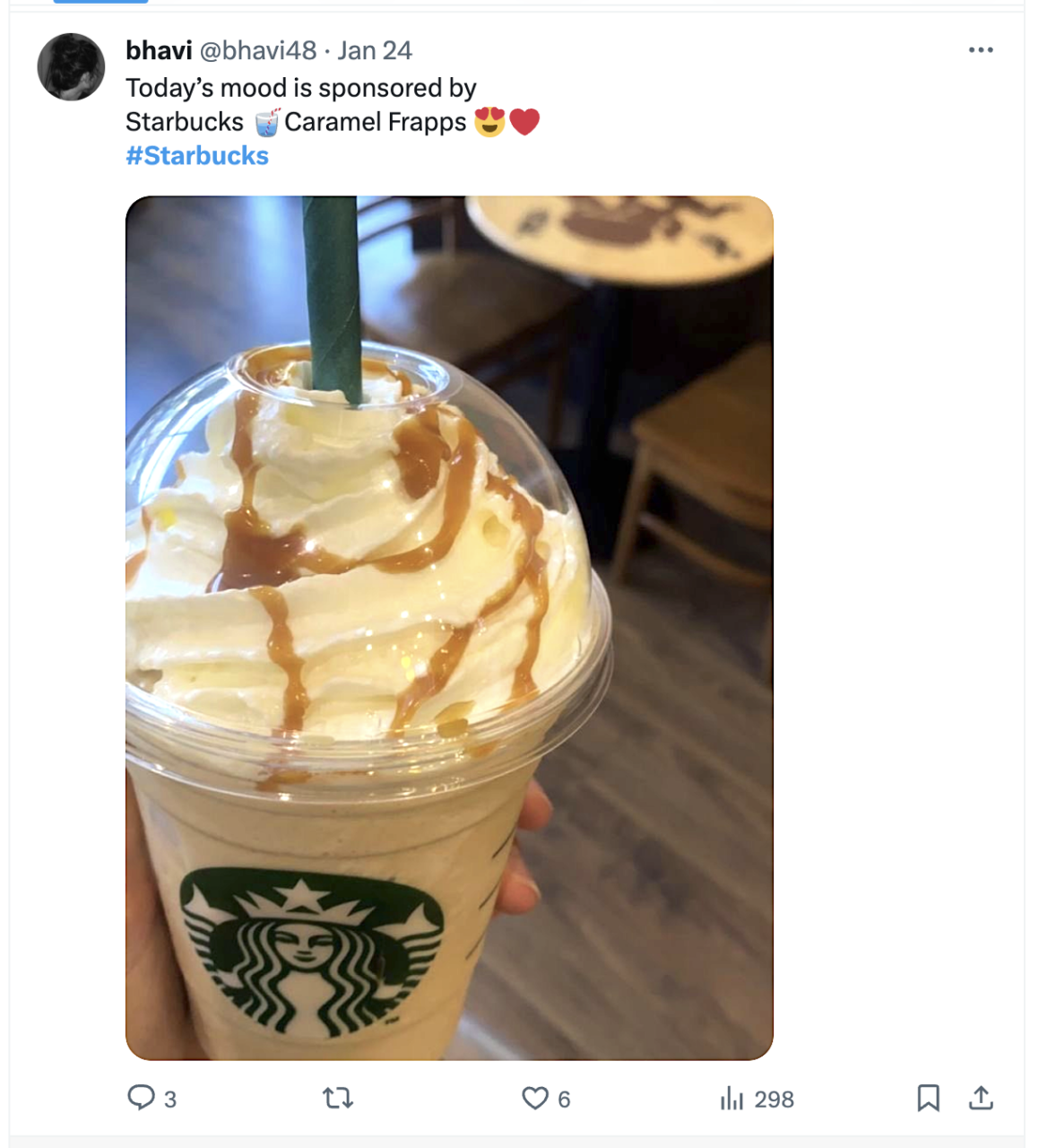 User generated content - shown by this happy customer's Starbucks tweet