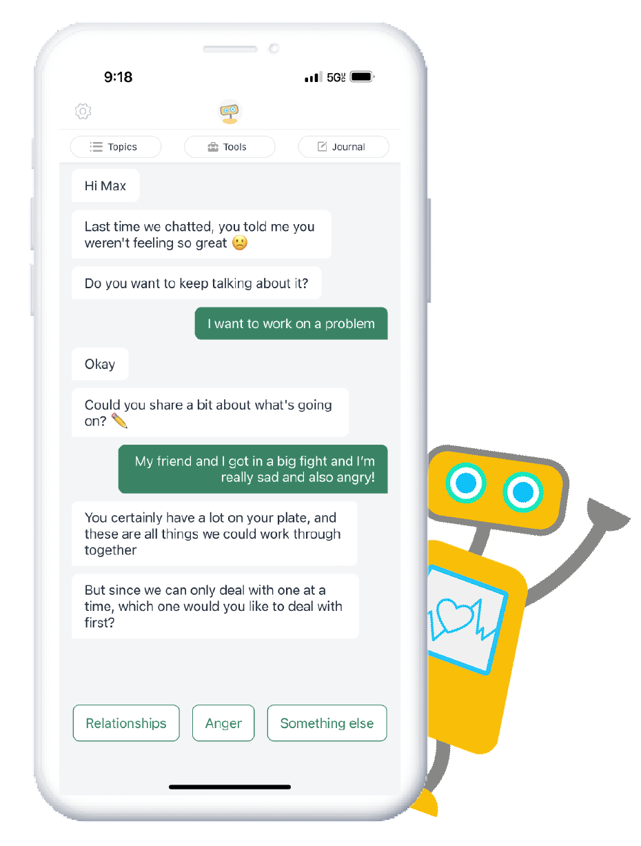 Woebot, an AI therapy bot