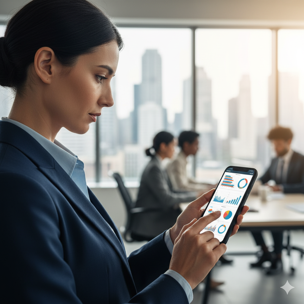 professional woman on a smartphone