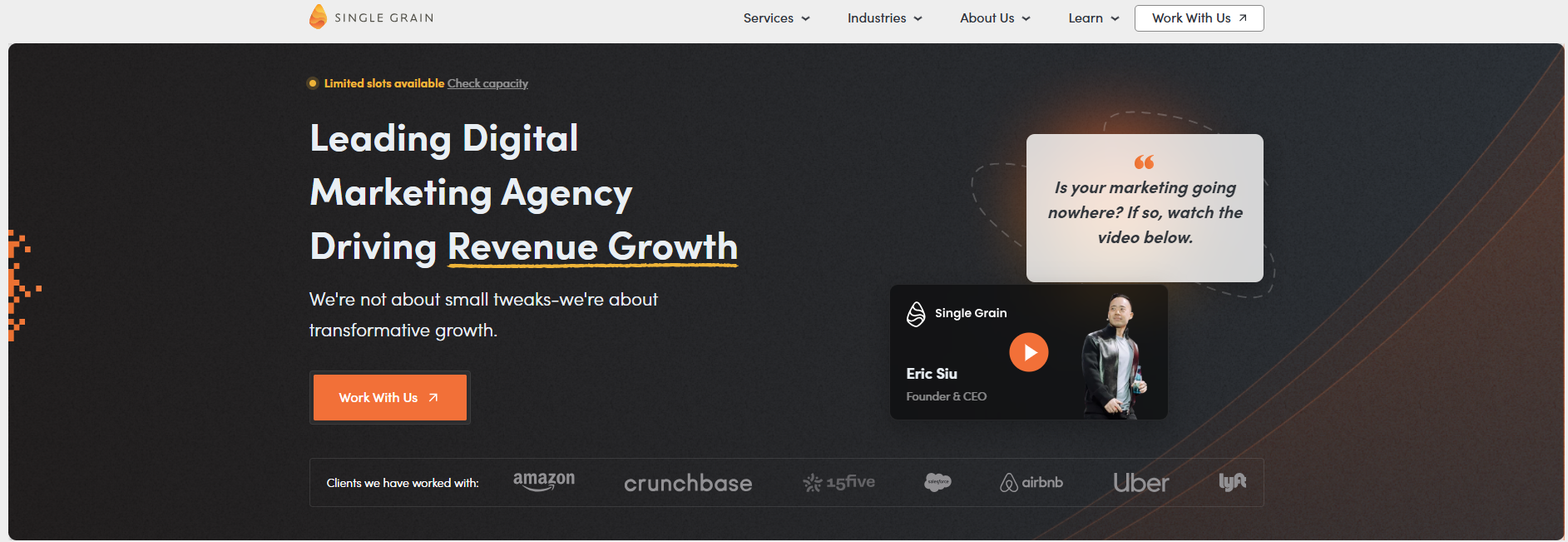 Single Grain marketing website screenshot