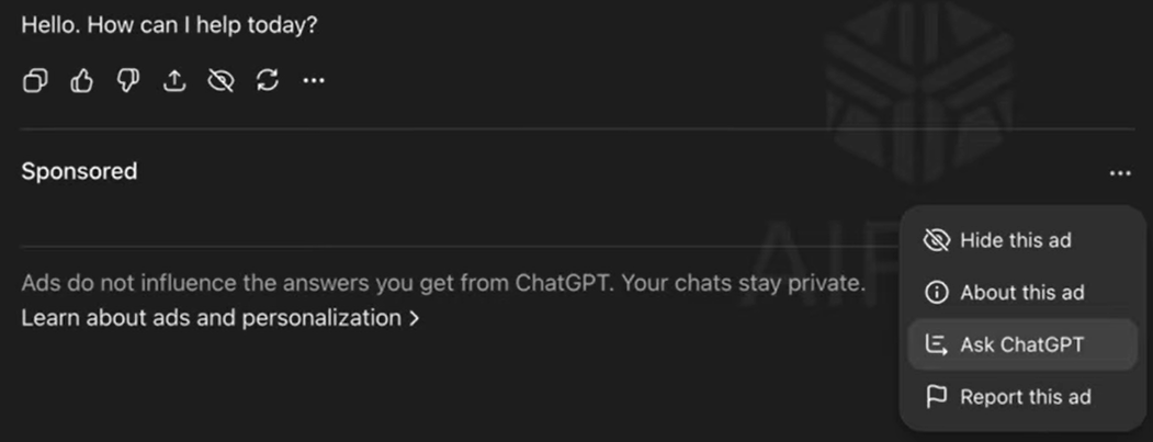 interact with ChatGPT sponsored ads