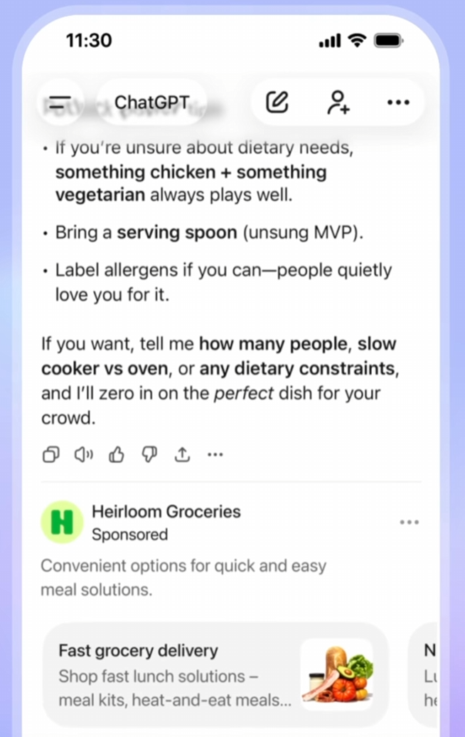 ChatGPT healthy eating ads