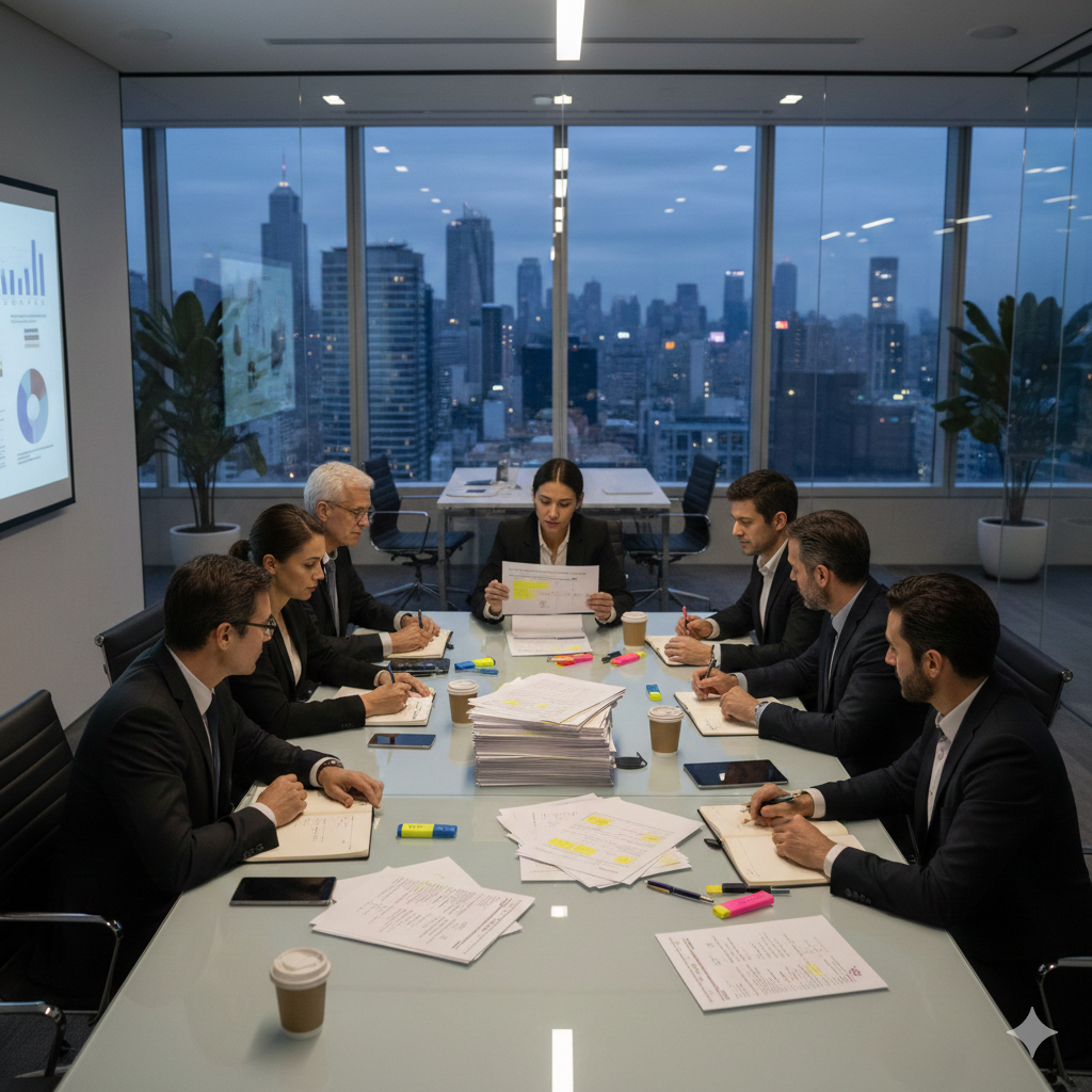 Marketing leadership team planning an AI advertising policy