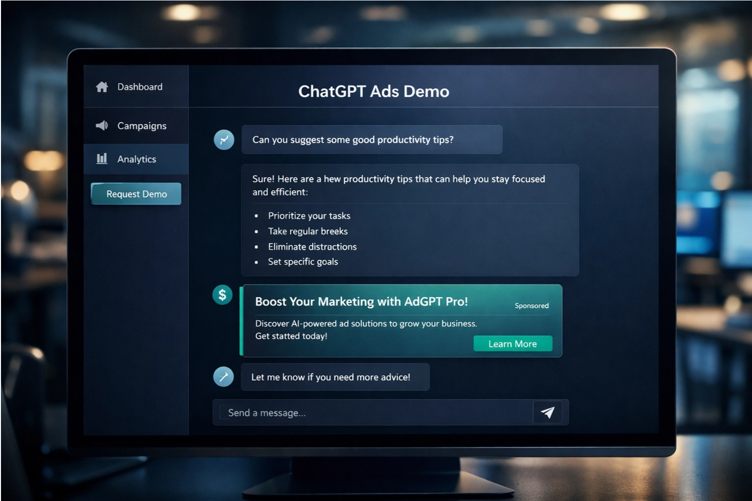 ChatGPT ads demo requests