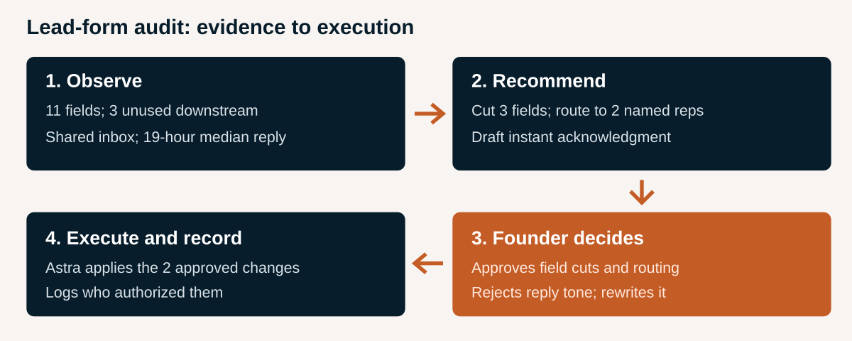 Lead-form audit: observation through authorized execution