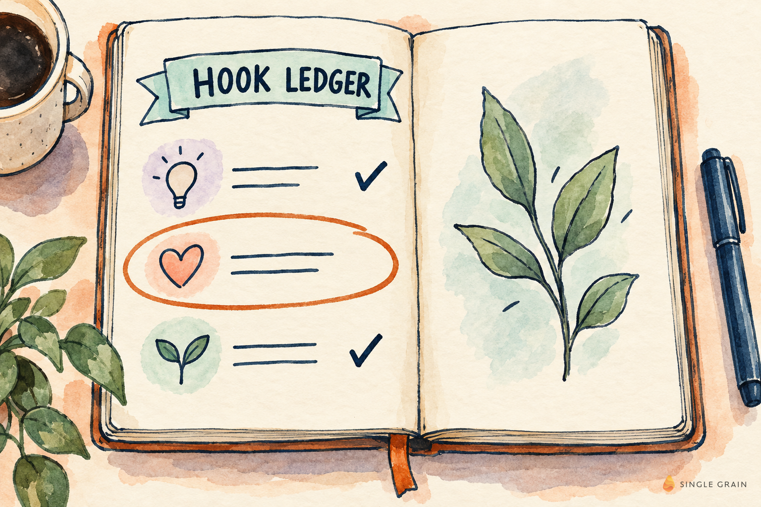 Hook ledger notebook diagram
