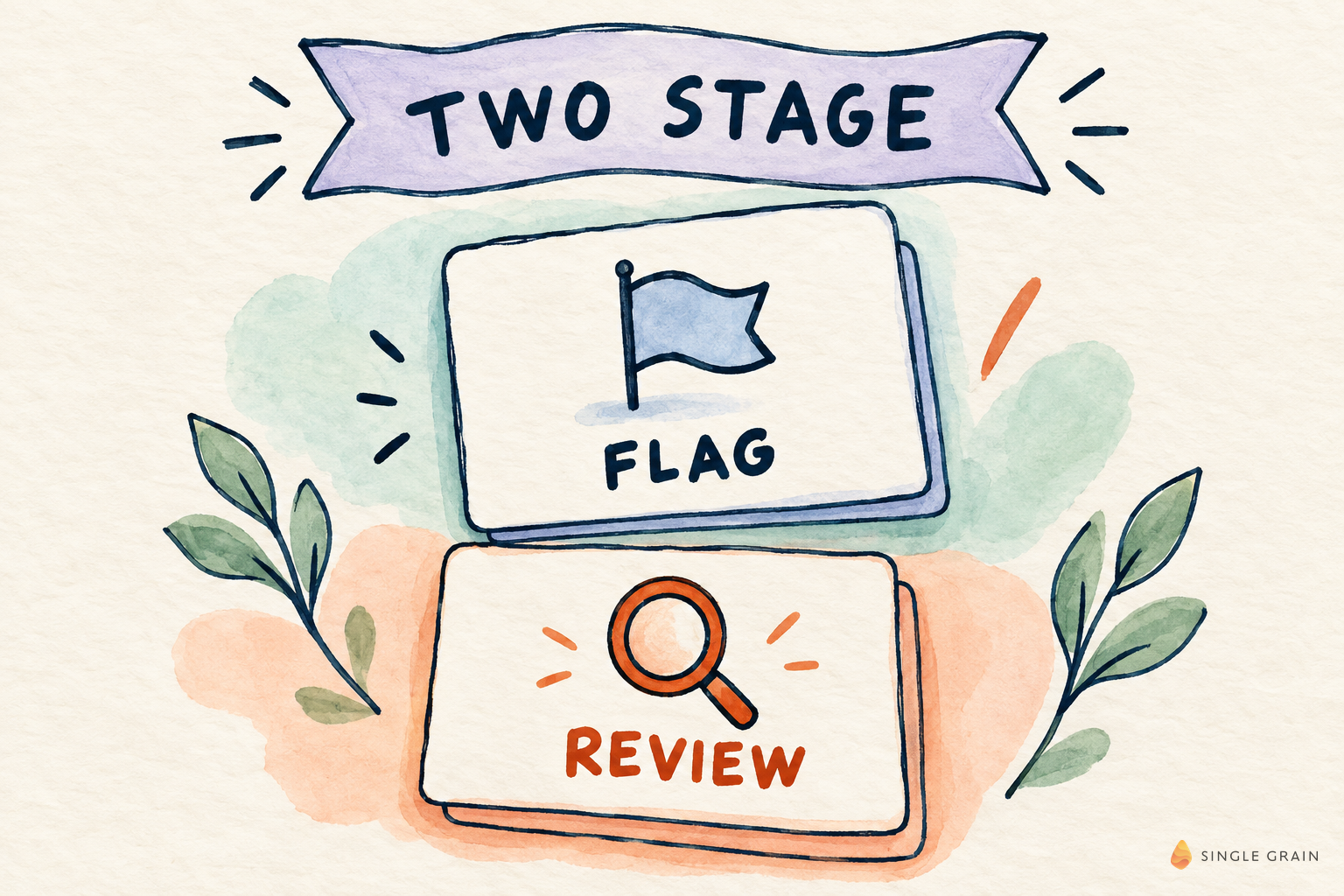 Two stage flag then review cards