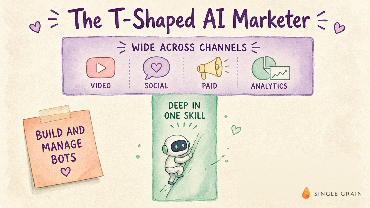 T-shaped AI marketer: deep in one skill and wide across channels