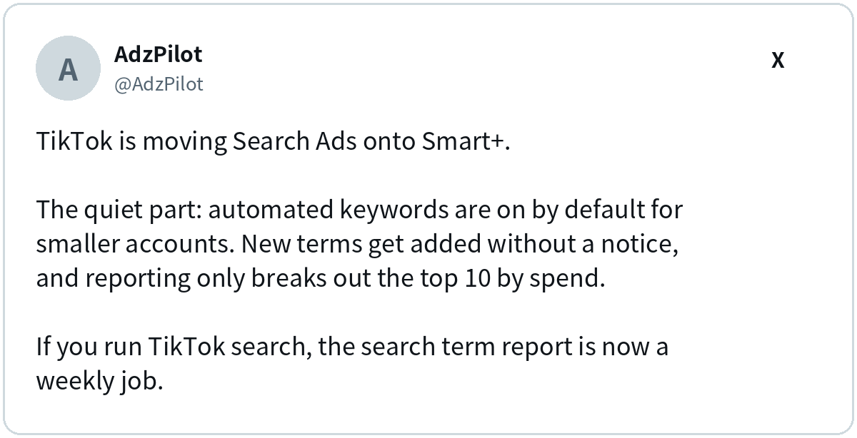 AdzPilot (@AdzPilot) on X: TikTok is moving Search Ads onto Smart+.